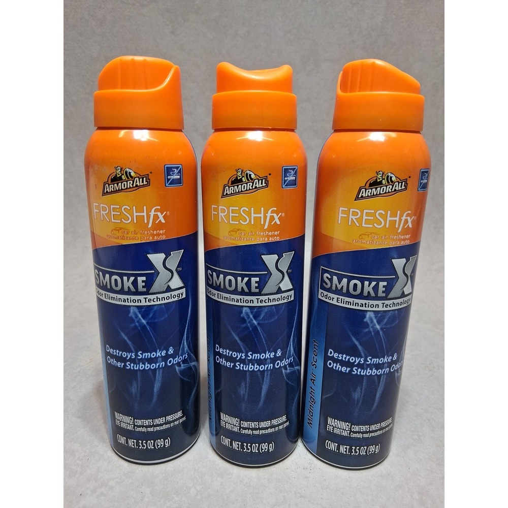 FRESHfx ArmorAll Smoke-X 3.5oz Spray Smoke Odor Eliminator Midnight Air Scent(3)